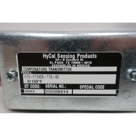 Hycal 0-100F Temperature Transmitter HTS-FT24D5-TTB-00